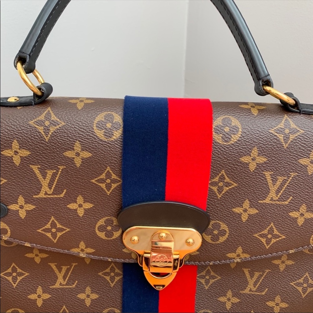 Louis Vuitton Monogram Tote with Red and Blue Stripe - Picture 4 of 16